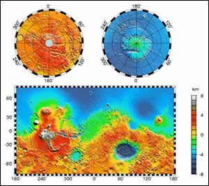 火星の地形図（MOLA TEAM提供）