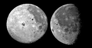 ガリレオ探査機の撮影した２枚の月の写真